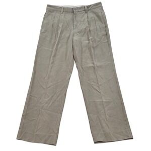 Tommy Bahama Mens Silk Blend Pleated‎ Dress Pants Khaki Tan Size 33x30